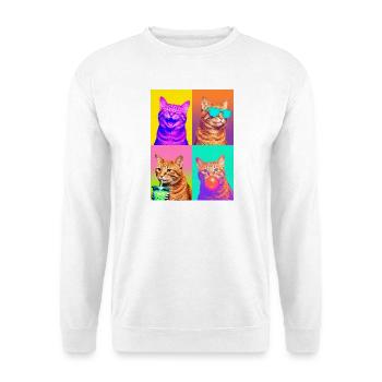 Katzen orange Tabby Katze - Unisex Pullover - Weiß - Vorne - Alina (178cm) & Michal (187cm)
