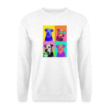 Hunde Airedale Terrier Hund - Unisex Pullover - Weiß - Vorne - Alina (178cm) & Michal (187cm)