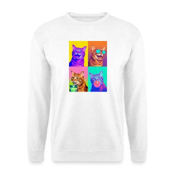 Katzen orange Tabby Katze - Unisex Pullover - Weiß - Vorne - Alina (178cm) & Michal (187cm)