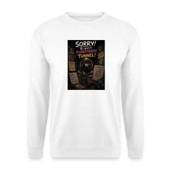 Pubertät Tunnel Satire - Unisex Pullover - Weiß - Vorne - Alina (178cm) & Michal (187cm)