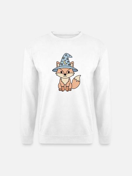 Fuchszauberer Kawaii Sternhut Bläulich - Unisex Pullover - Weiß