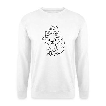 Fuchs-Zauberer Niedlicher Magiehut - Unisex Pullover - Weiß - Vorne - Alina (178cm) & Michal (187cm)