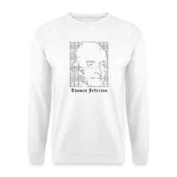 Thomas Jefferson ASCII Kunst - Unisex Pullover - Weiß - Vorne - Alina (178cm) & Michal (187cm)