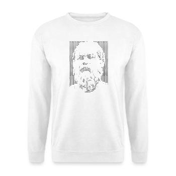Sokrates ASCII Kunstporträt - Unisex Pullover - Weiß - Vorne - Alina (178cm) & Michal (187cm)