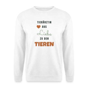 Tierärztin aus Liebe zu den Tieren - Geschenk - Unisex Pullover - Weiß - Vorne - Alina (178cm) & Michal (187cm)