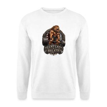 Löwe Bodybuilding Last Breath - Unisex Pullover - Weiß - Vorne - Alina (178cm) & Michal (187cm)