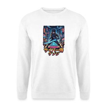 Cyber Samurai Kenji Neonklinge - Unisex Pullover - Weiß - Vorne - Alina (178cm) & Michal (187cm)