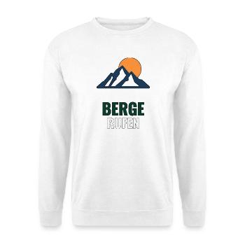 Minimalistische Berglinie T‑Shirt – Berge rufen - Unisex Pullover - Weiß - Vorne - Alina (178cm) & Michal (187cm)