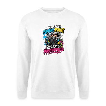 Ich sprühe nicht nur an, sondern erschaffe Meisterwerke - Unisex Pullover - Weiß - Vorne - Alina (178cm) & Michal (187cm)