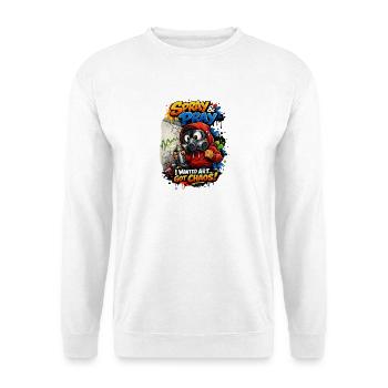 Spray & Pray Ich wollte Kunst Vot Chaos Graffiti - Unisex Pullover - Weiß - Vorne - Alina (178cm) & Michal (187cm)