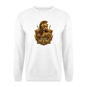 Bache Irooni Krieger Persien Gold - Unisex Pullover - Weiß - Vorne - Alina (178cm) & Michal (187cm)