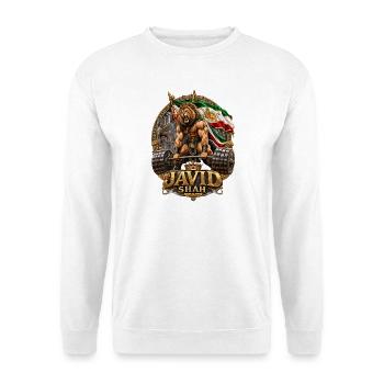Javid Shah Löwe Kraftsport Persien - Unisex Pullover - Weiß - Vorne - Alina (178cm) & Michal (187cm)