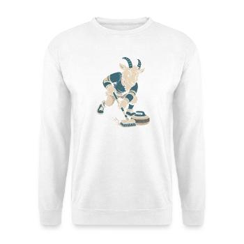 Curling Ziege Besen und Stein Curler Herren Damen - Unisex Pullover - Weiß - Vorne - Alina (178cm) & Michal (187cm)
