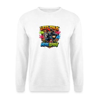 Weniger reden, mehr Graffiti sprühen, Streetwear, Rebel-T-Shirt - Unisex Pullover - Weiß - Vorne - Alina (178cm) & Michal (187cm)