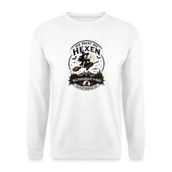  Hexen Geschenkidee Brocken Hexenbesen - Unisex Pullover - Weiß - Vorne - Alina (178cm) & Michal (187cm)