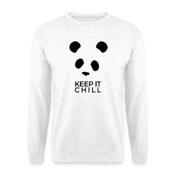 Bamboo Society – Keep It Chill! Ein minimalistisch - Unisex Pullover - Weiß - Vorne - Alina (178cm) & Michal (187cm)