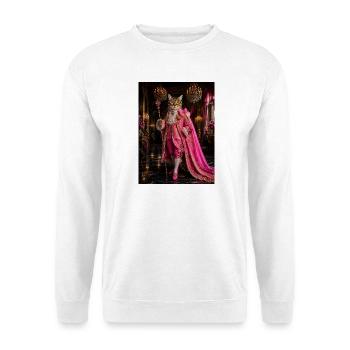 Königskatze im Rokoko-rosa Kostüm - Unisex Pullover - Weiß - Vorne - Alina (178cm) & Michal (187cm)