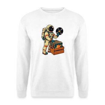 Astronaut Vinyl Sammler - Unisex Pullover - Weiß - Vorne - Alina (178cm) & Michal (187cm)