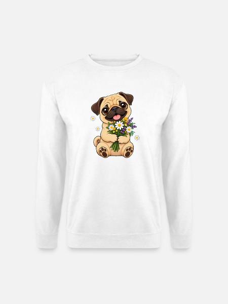 Mops Hund süßer Mops niedlicher Mops - Unisex Pullover - Weiß