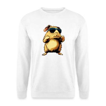 Fitness Meerschweinchen - Unisex Pullover - Weiß - Vorne - Alina (178cm) & Michal (187cm)