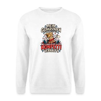 Geduldsfaden Konfetti - Unisex Pullover - Weiß - Vorne - Alina (178cm) & Michal (187cm)