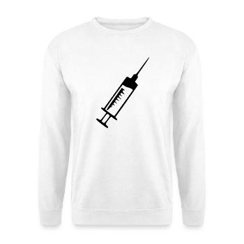 Spritze Arzt Ärztin Geschenk  - Unisex Pullover - Weiß - Vorne - Alina (178cm) & Michal (187cm)