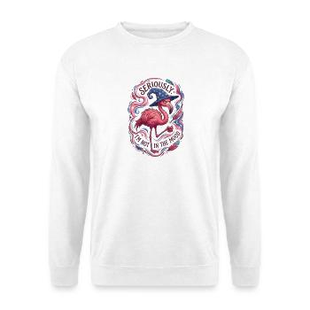 Böser Flamingo-Zauberer Retro-Magier - Unisex Pullover - Weiß - Vorne - Alina (178cm) & Michal (187cm)