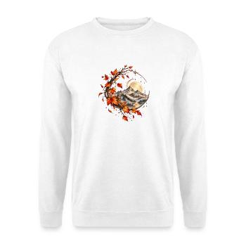 Herbstmond über stillen Bergen - Unisex Pullover - Weiß - Vorne - Alina (178cm) & Michal (187cm)
