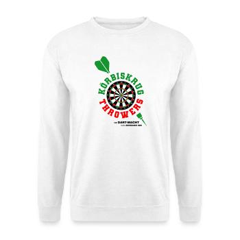 Körbiskrug Throwers  - Unisex Pullover - Weiß - Vorne - Alina (178cm) & Michal (187cm)