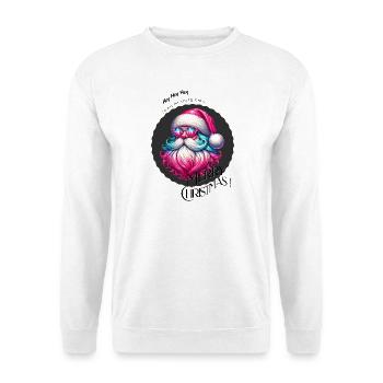 Weihnachtsmann - Fröhliche Weihnachten - Design - Unisex Pullover - Weiß - Vorne - Alina (178cm) & Michal (187cm)