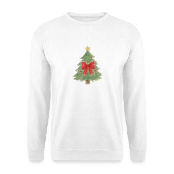 Weihnachtsbaum mit roter Schleife und goldenen Ornamenten - Unisex Pullover - Weiß - Vorne - Alina (178cm) & Michal (187cm)