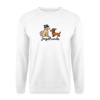 Jagdhunde Dackel und Retriever - Unisex Pullover - Weiß - Vorne - Alina (178cm) & Michal (187cm)