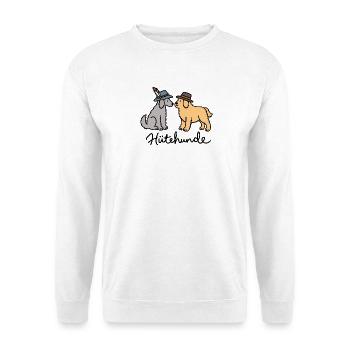 Hütehunde Hunde mit Hüten auf dem Kopf - Unisex Pullover - Weiß - Vorne - Alina (178cm) & Michal (187cm)