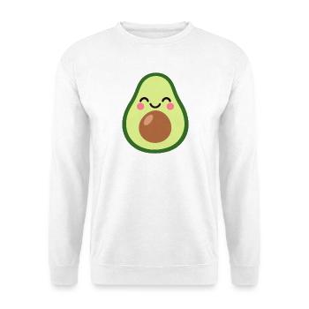 lachende Avocado - Unisex Pullover - Weiß - Vorne - Alina (178cm) & Michal (187cm)
