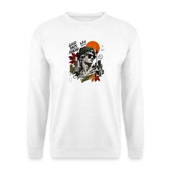 Klassiker trifft City Vibes - Unisex Pullover - Weiß - Vorne - Alina (178cm) & Michal (187cm)