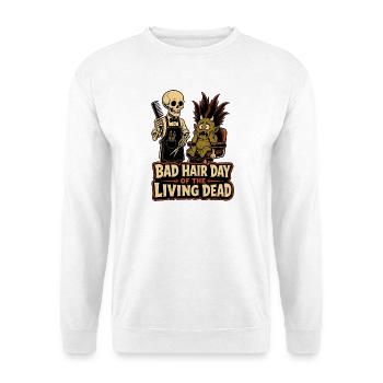 Bad Hair Tag der Lebenden Toten - Unisex Pullover - Weiß - Vorne - Alina (178cm) & Michal (187cm)