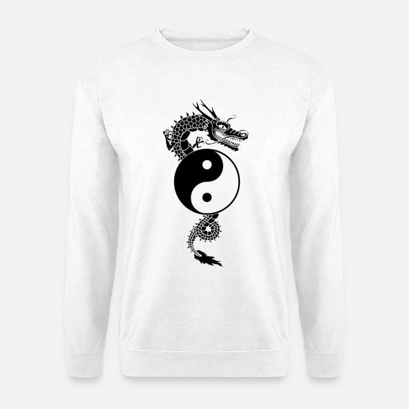Drache Yin Yang - Unisex Pullover - Weiß