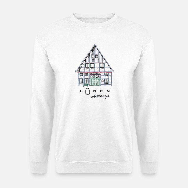 Lünen, Fachwerkhaus Ackerbürger, Kreis Unna - Unisex Pullover - Weiß