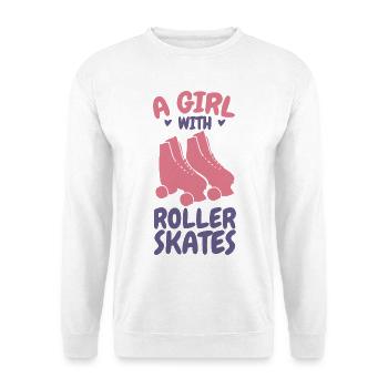 Une fille avec des patins à roulettes - Sweat-shirt Unisexe - blanc - Devant