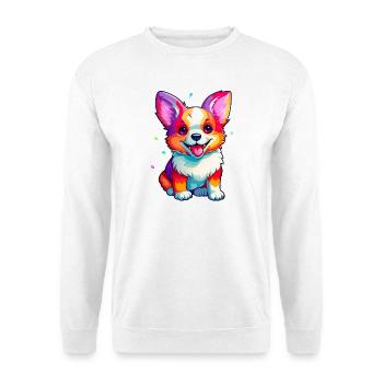 Cortgi mit Farbtupfern - Unisex Pullover - Weiß - Vorne