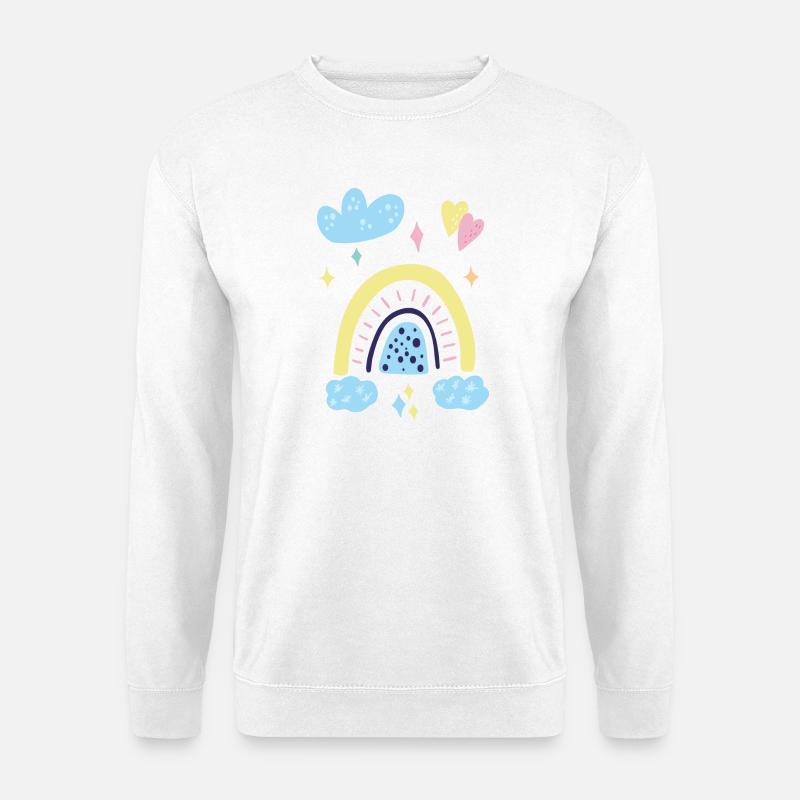 Pastellfarbene Regenbogen-Traumlandschaft - Unisex Pullover - Weiß