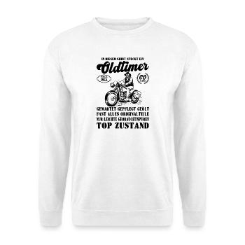 Oldtimer Modell 60. Motorrad 1964 Schwarz Weiß - Unisex Pullover - Weiß - Vorne