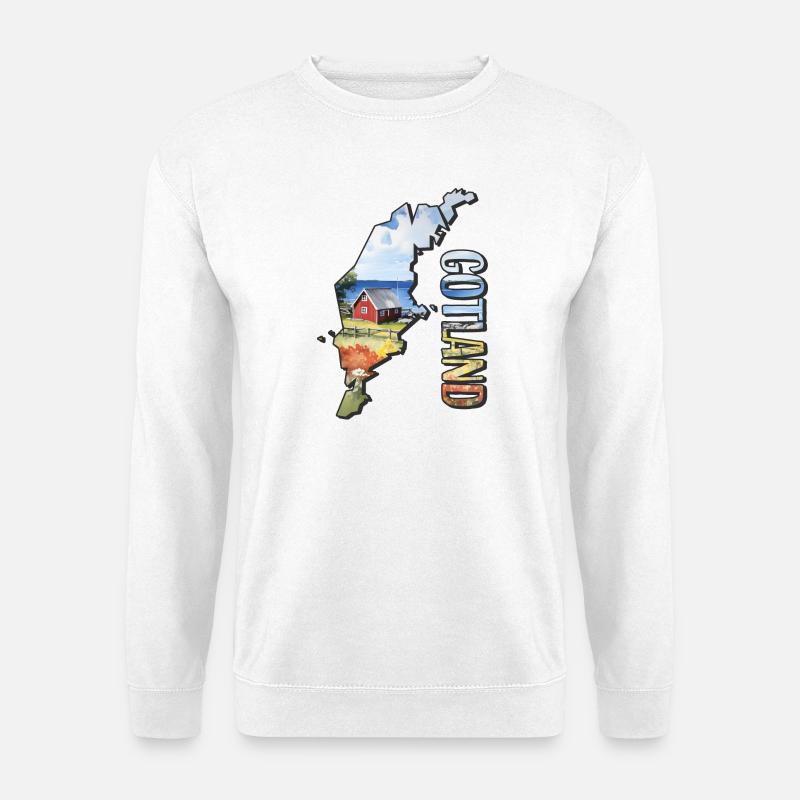 Aquarell Landkarte Gotland - Unisex Pullover - Weiß