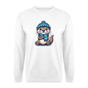 Loutre mignonne - Sweat-shirt Unisexe - blanc - Devant