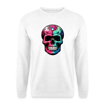 Neon-Totenkopf mit Psychedelic-Muster - Unisex Pullover - Weiß - Vorne