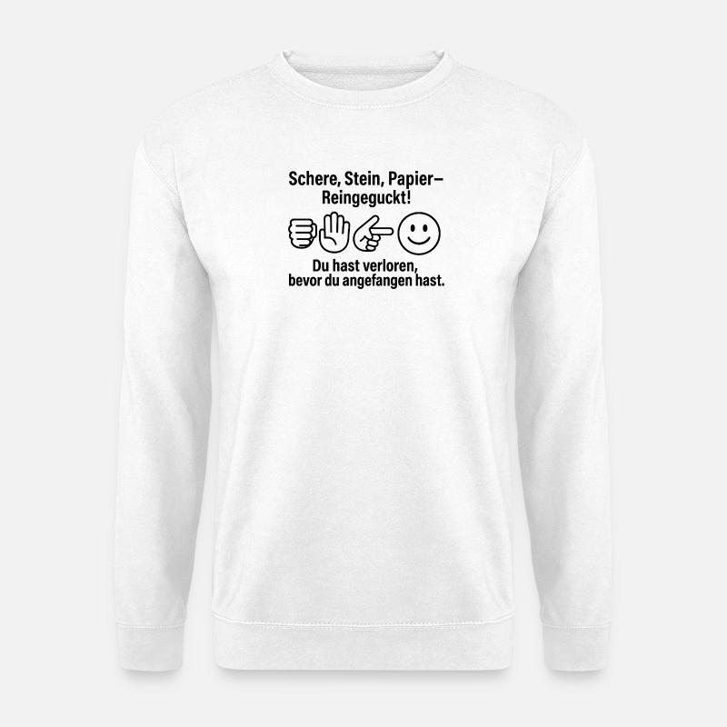 Reingeckt: Schere Stein Papier - Unisex Pullover - Weiß