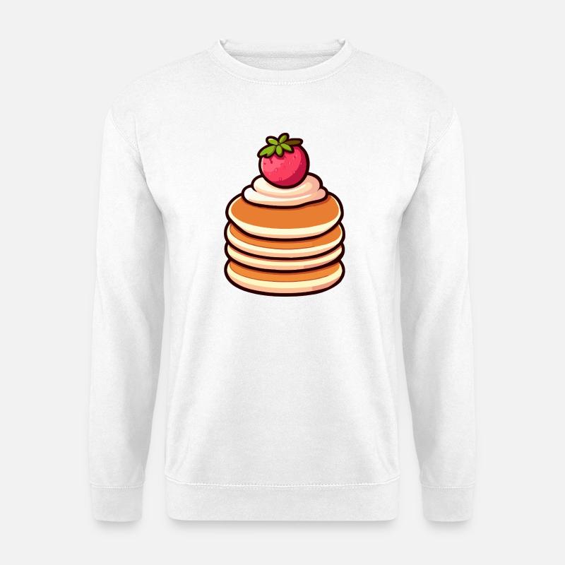 Erdbeer-Pfannkuchen-Illustration - Unisex Pullover - Weiß