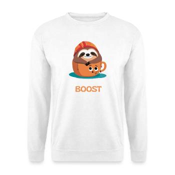 Fauler Humor und Kaffeedesign - Unisex Pullover - Weiß - Vorne - Alina (178cm) & Michal (187cm)