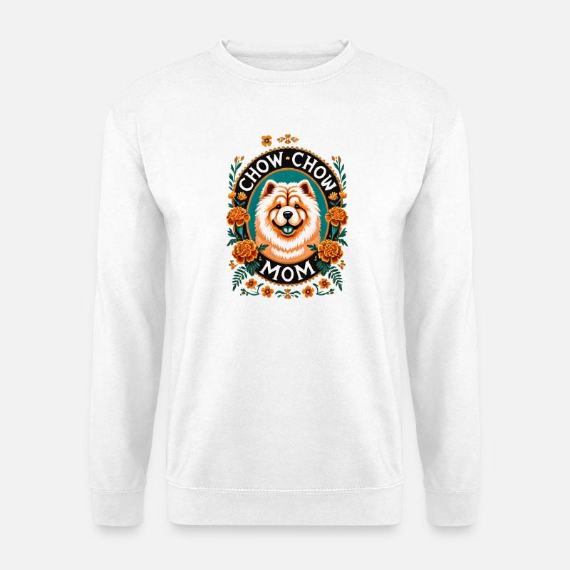 Chow Chow Mama Kreis Design - Unisex Pullover - Weiß