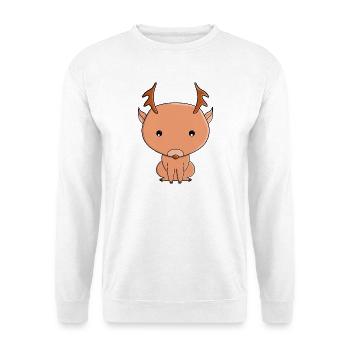 Cute Reindeer Cartoon Illustration - Unisex Sweatshirt - white - Front